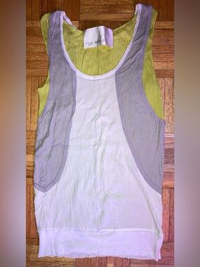 Yigal Azrouel White Gray Citrine Cotton Tank Top S